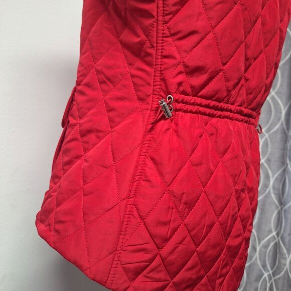 Croft & Barrow Quilted Red Sleeveless Vest Womens Small Pockets Full Zip Collar - Picture 5 of 7